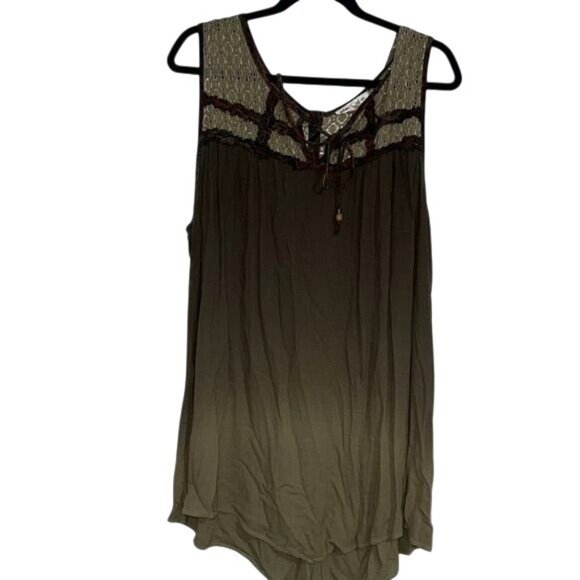 Indigo Thread Co. 2X Sleeveless Tunic Dress With Crochet Detail - Picture 1 of 7